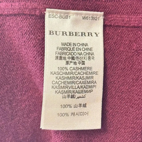 Burberry Brit 100% Cashmere Purple Wine Cardigan Sweater Women's XS - Picture 10 of 11